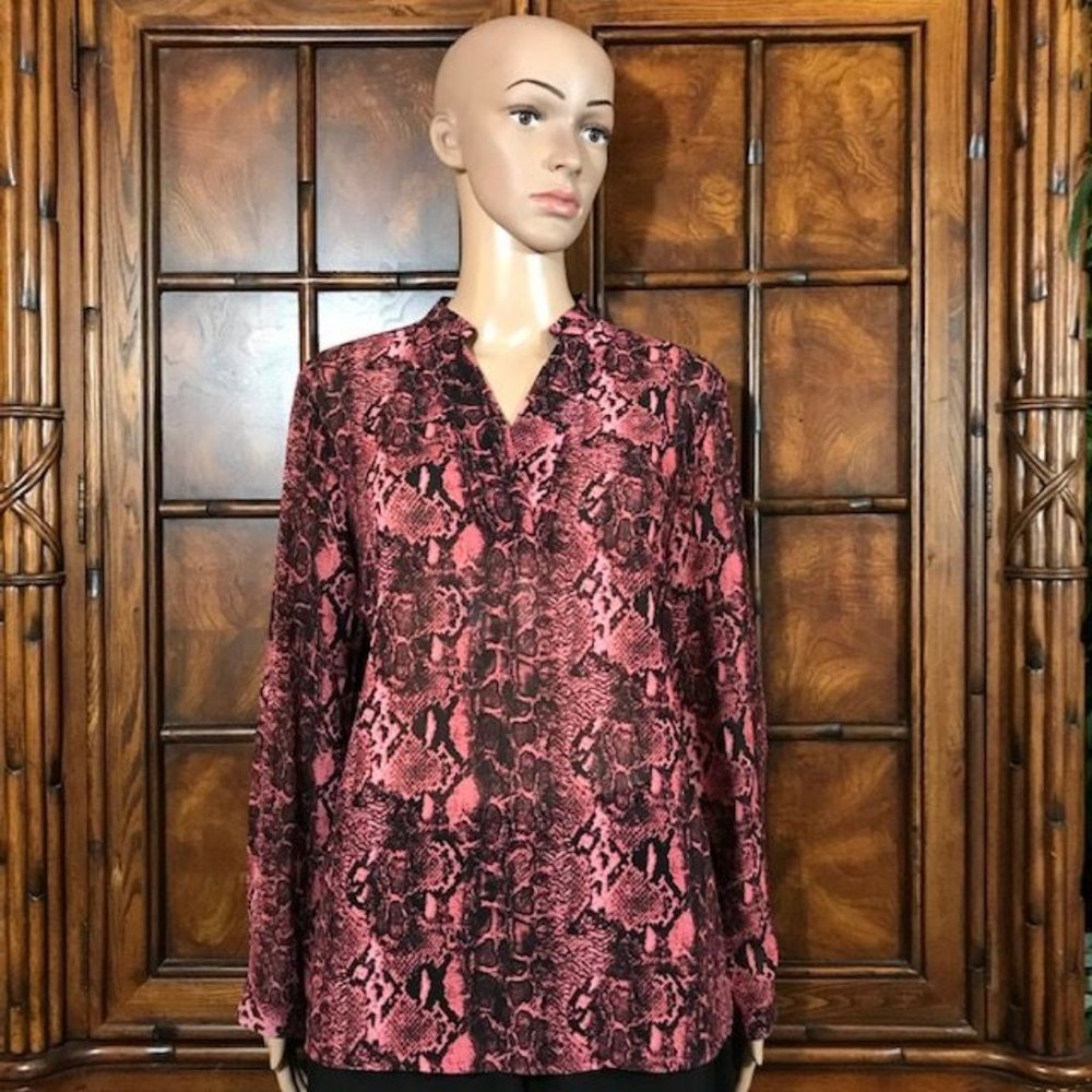 Nwot Joan Rivers Pink Python Micro Crepe Overlay … - image 1